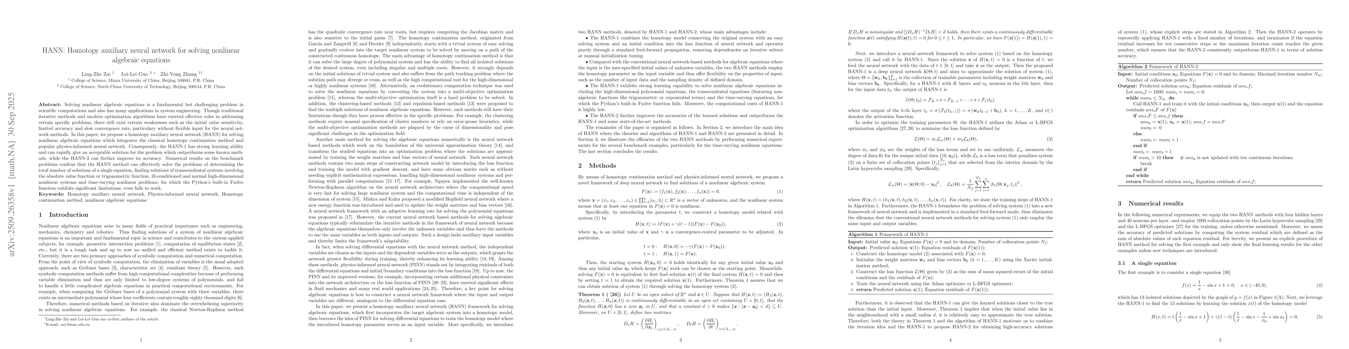 Thumbnail for HANN: Homotopy auxiliary neural network for solving nonlinear algebraic
  equations