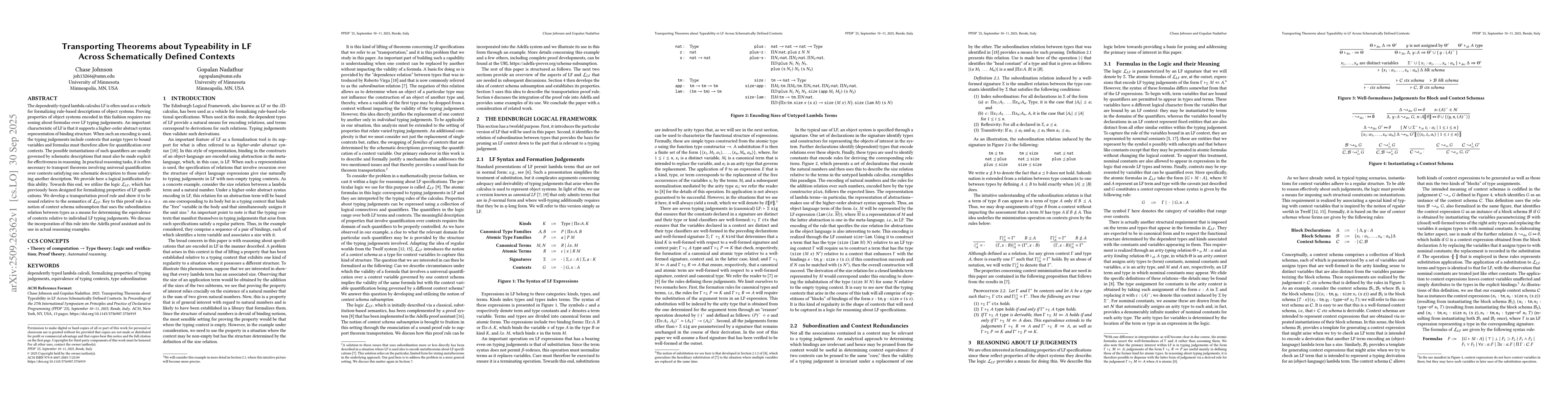 Thumbnail for Transporting Theorems about Typeability in LF Across Schematically
  Defined Contexts