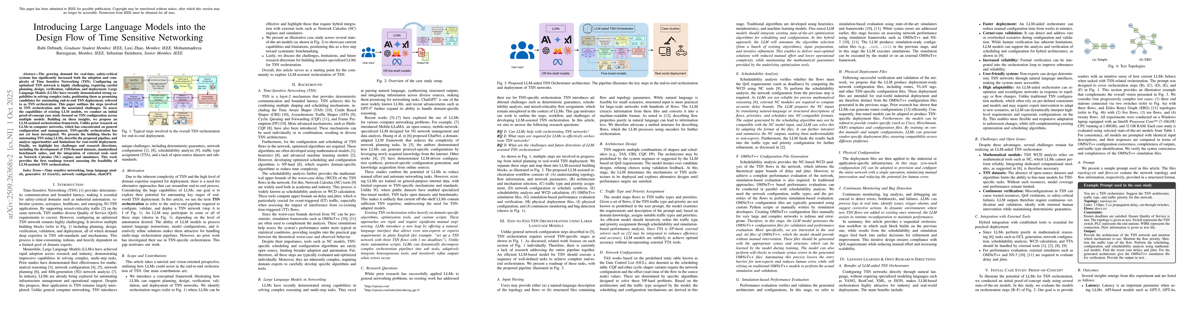Thumbnail for Introducing Large Language Models in the Design Flow of Time Sensitive
  Networking