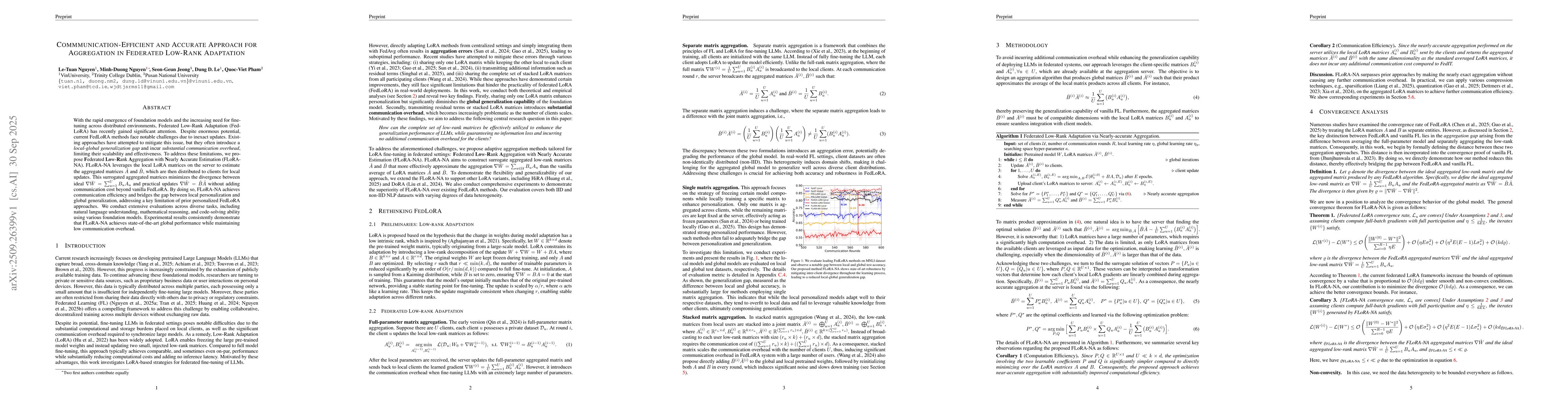 Thumbnail for Commmunication-Efficient and Accurate Approach for Aggregation in
  Federated Low-Rank Adaptation