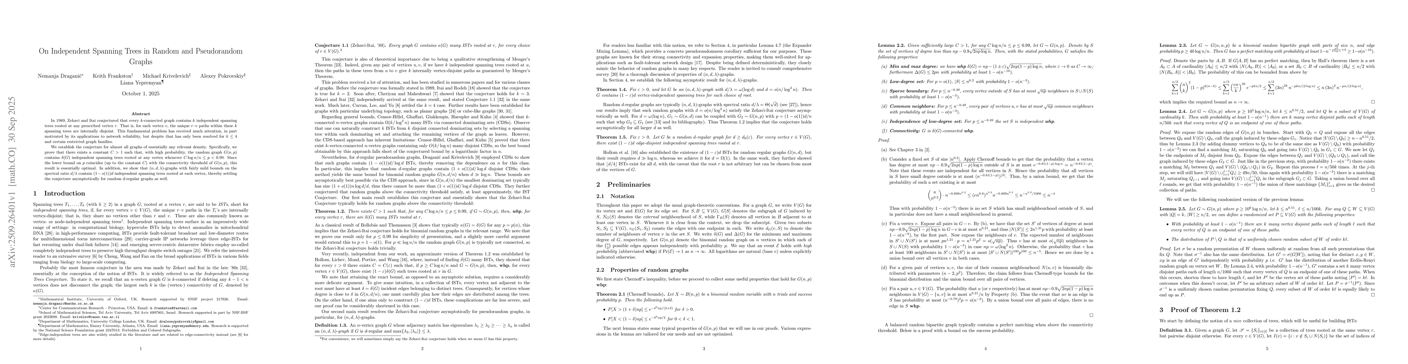 Thumbnail for On Independent Spanning Trees in Random and Pseudorandom Graphs