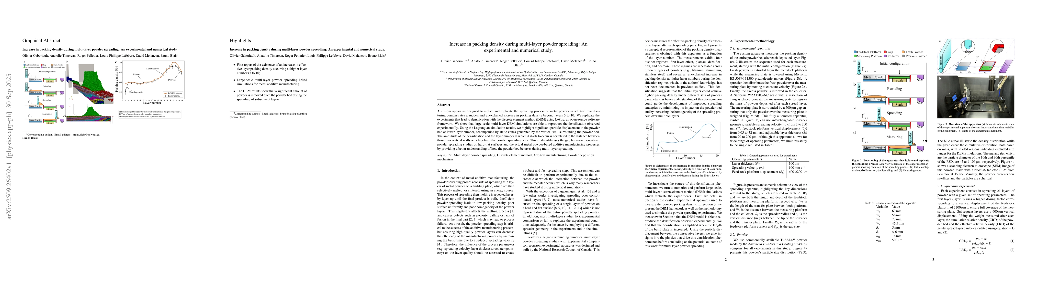 Thumbnail for Increase in packing density during multi-layer powder spreading: An
  experimental and numerical study