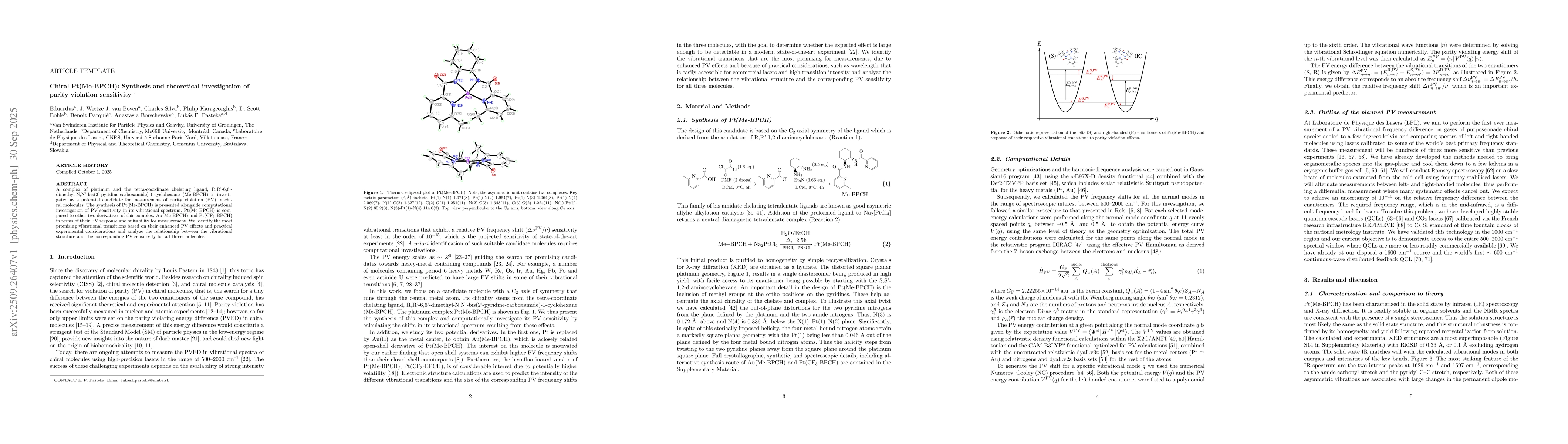 Thumbnail for Chiral Pt(Me-BPCH): Synthesis and theoretical investigation of parity
  violation sensitivity