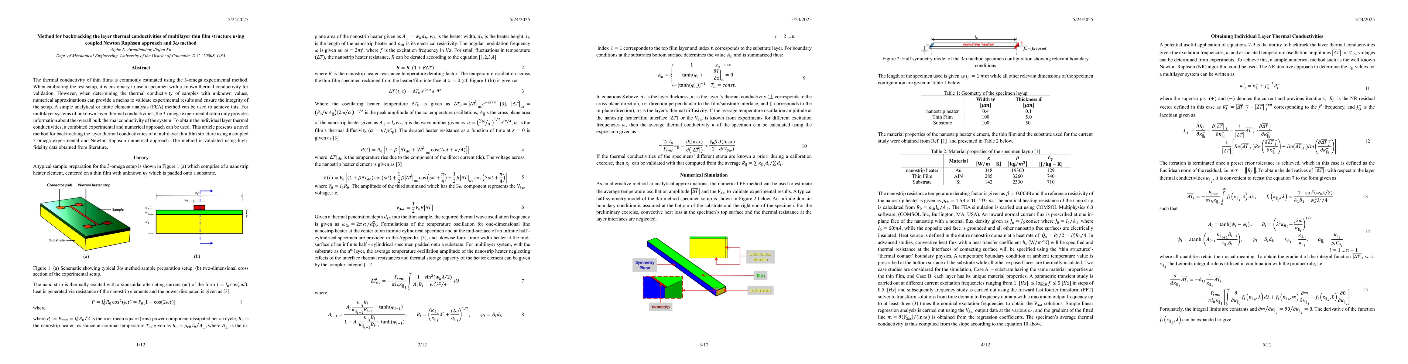 Thumbnail for Method for backtracking the layer thermal conductivities of multilayer
  thin film structure using coupled Newton Raphson approach and 3-omega
  approach