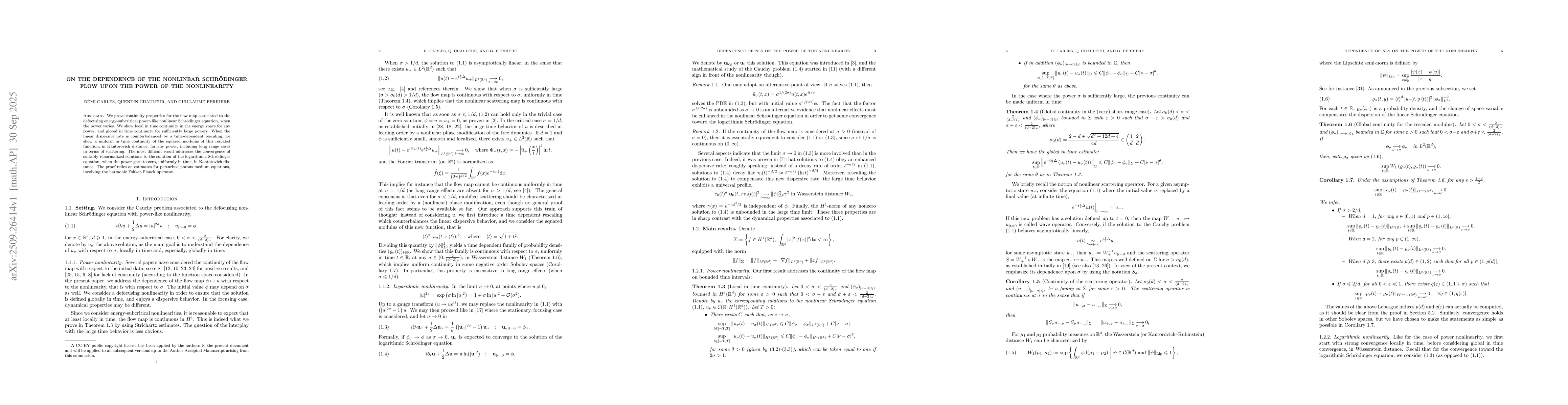 Thumbnail for On the dependence of the nonlinear Schrodinger flow upon the power of
  the nonlinearity