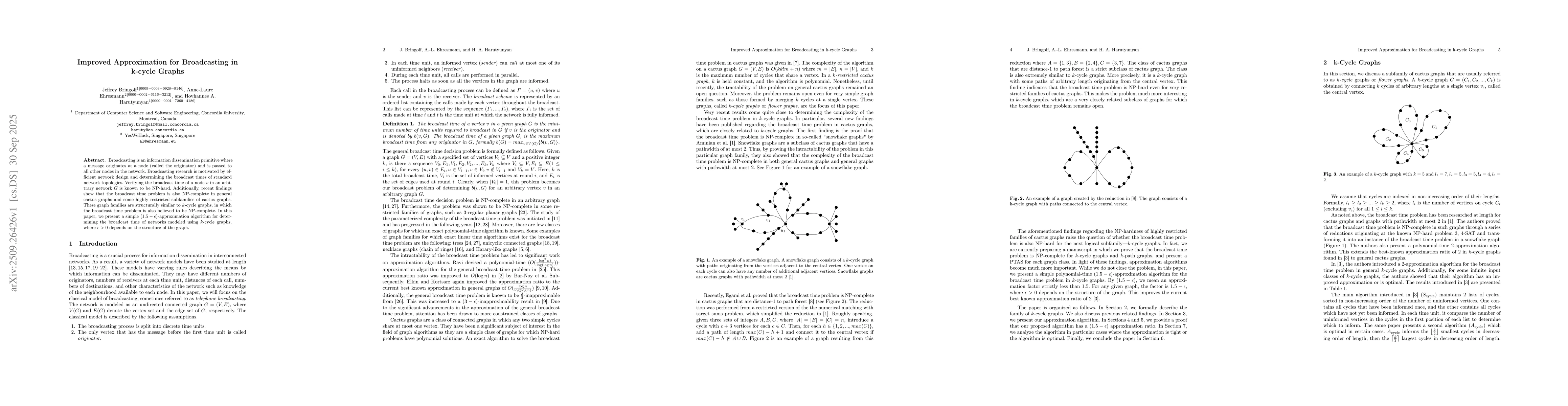 Thumbnail for Improved Approximation for Broadcasting in k-cycle Graphs