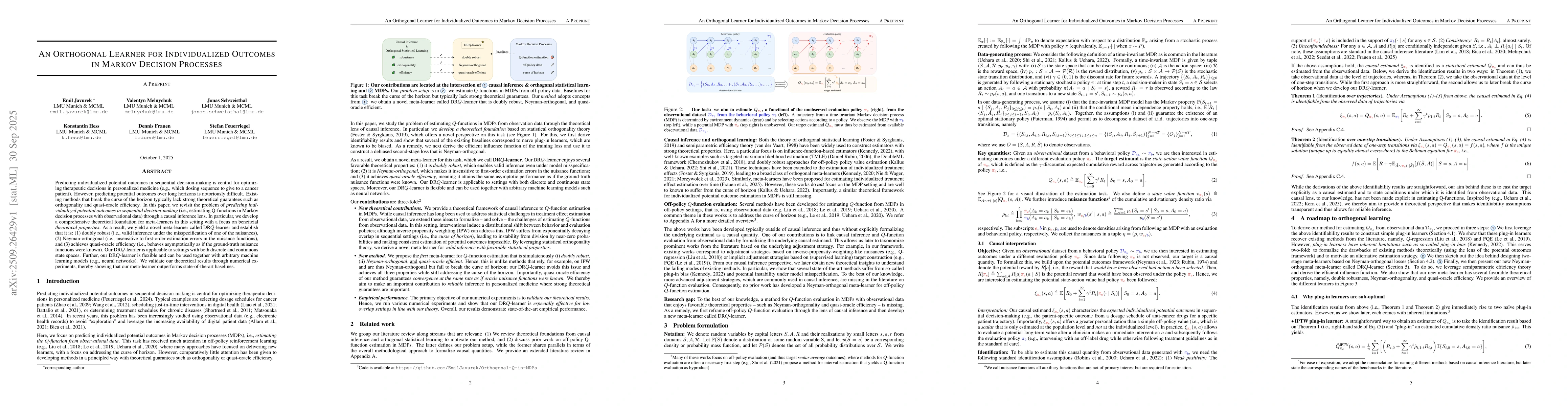 Thumbnail for An Orthogonal Learner for Individualized Outcomes in Markov Decision
  Processes