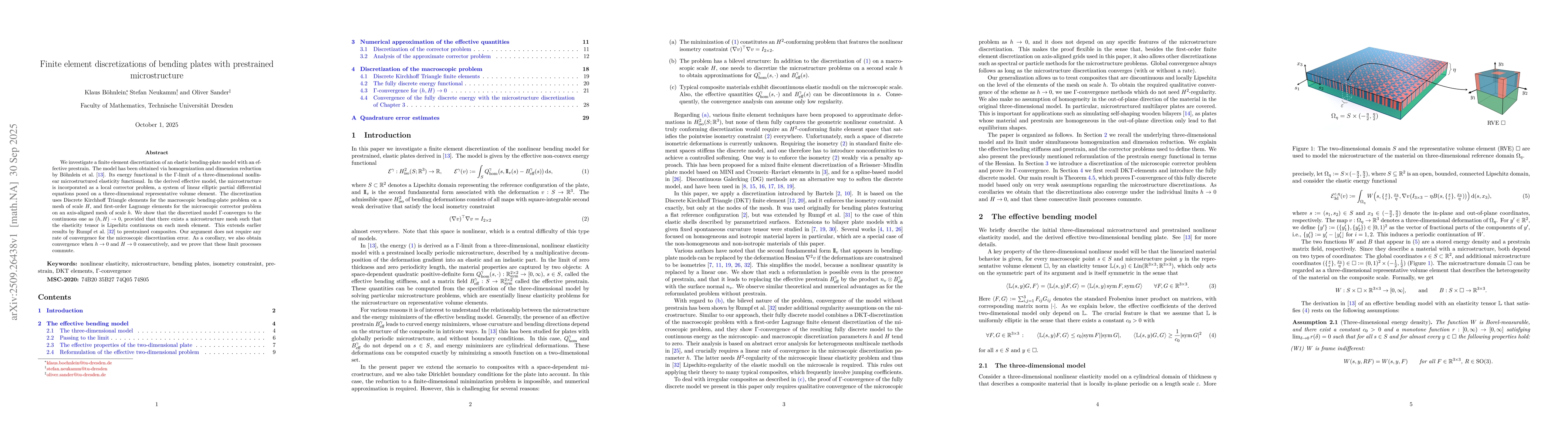Thumbnail for Finite element discretizations of bending plates with prestrained
  microstructure