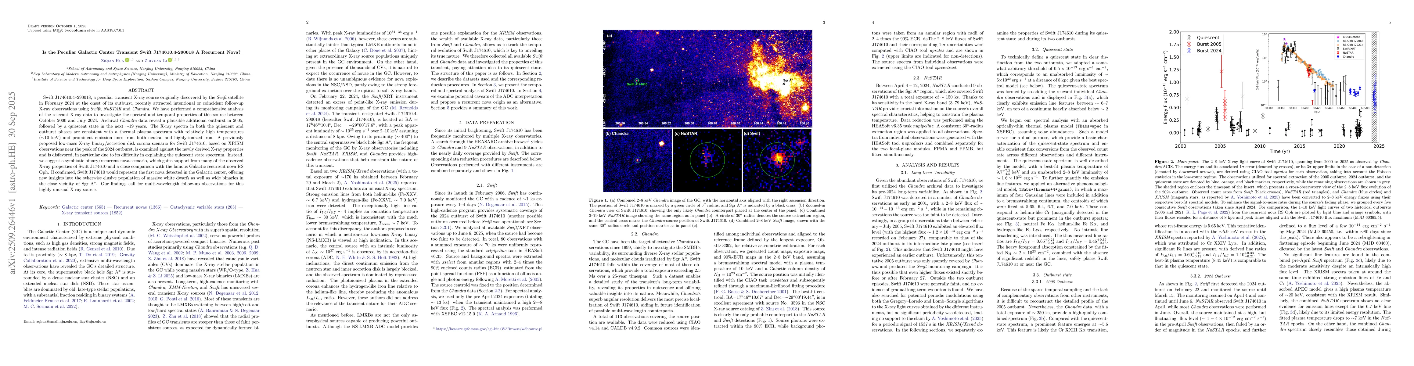Thumbnail for Is the Peculiar Galactic Center Transient Swift J174610.4-290018 A
  Recurrent Nova?