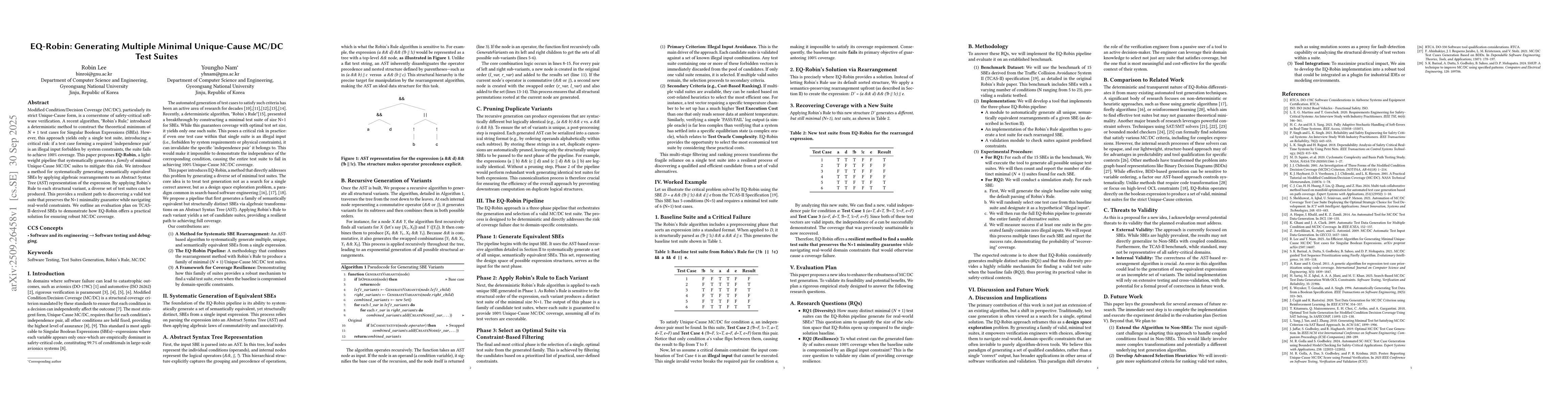 Thumbnail for EQ-Robin: Generating Multiple Minimal Unique-Cause MC/DC Test Suites