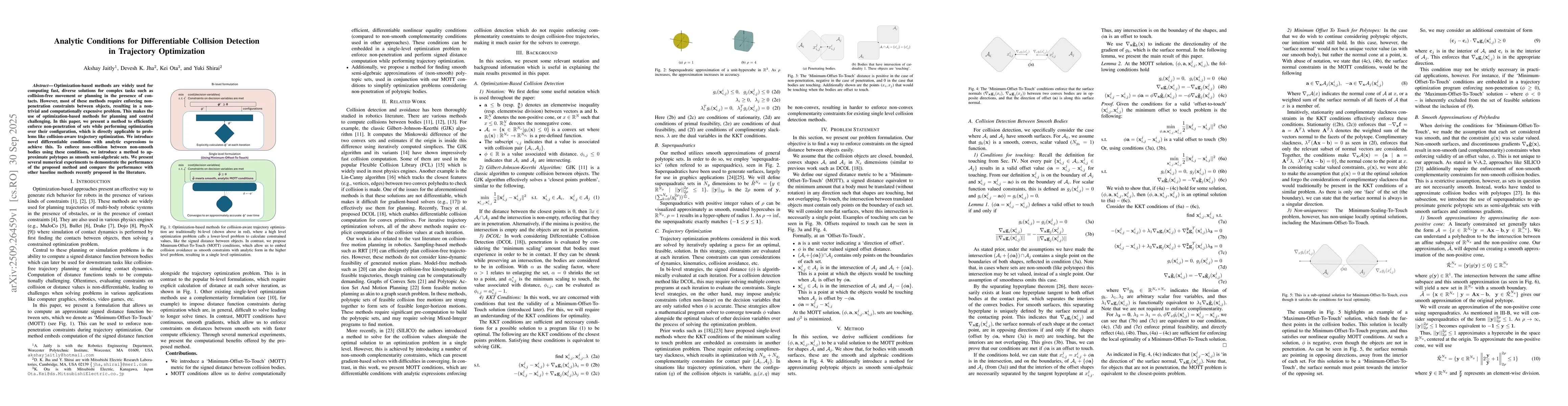 Thumbnail for Analytic Conditions for Differentiable Collision Detection in Trajectory
  Optimization