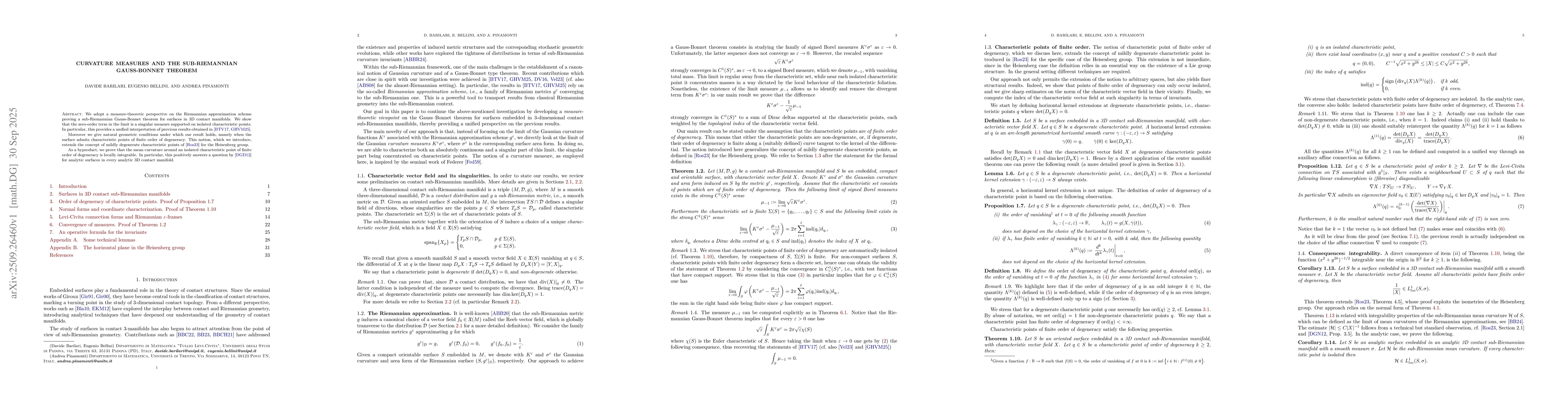 Thumbnail for Curvature measures and the sub-Riemannian Gauss-Bonnet theorem