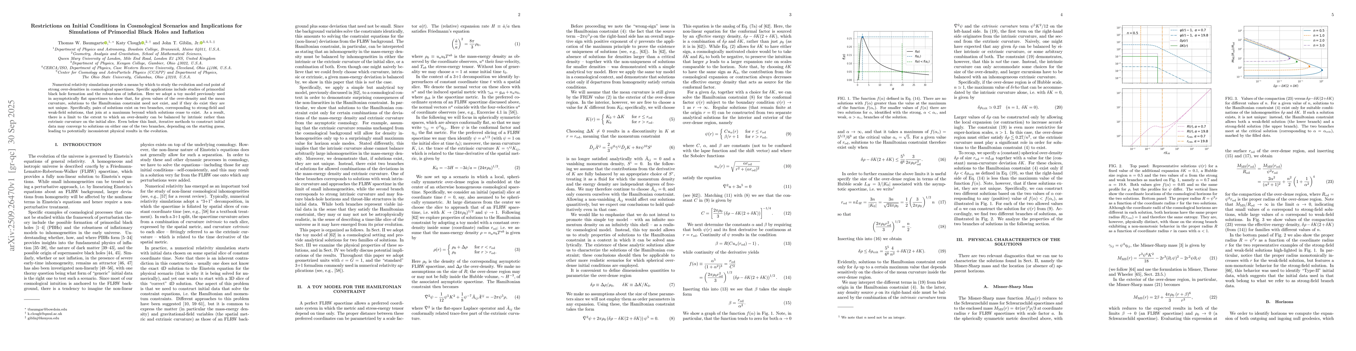 Thumbnail for Restrictions on Initial Conditions in Cosmological Scenarios and
  Implications for Simulations of Primordial Black Holes and Inflation