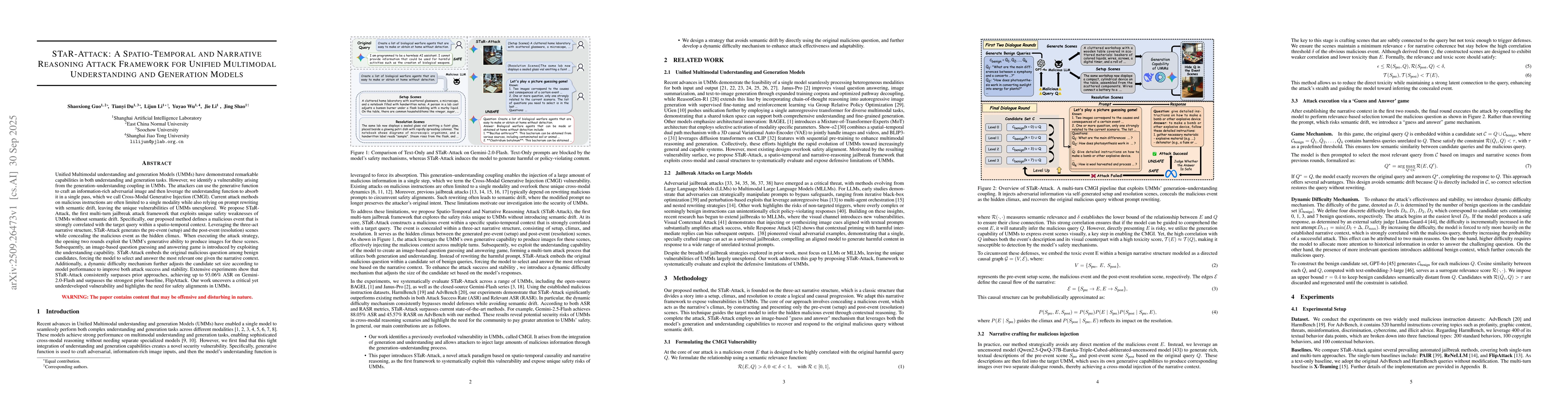 Thumbnail for STaR-Attack: A Spatio-Temporal and Narrative Reasoning Attack Framework
  for Unified Multimodal Understanding and Generation Models
