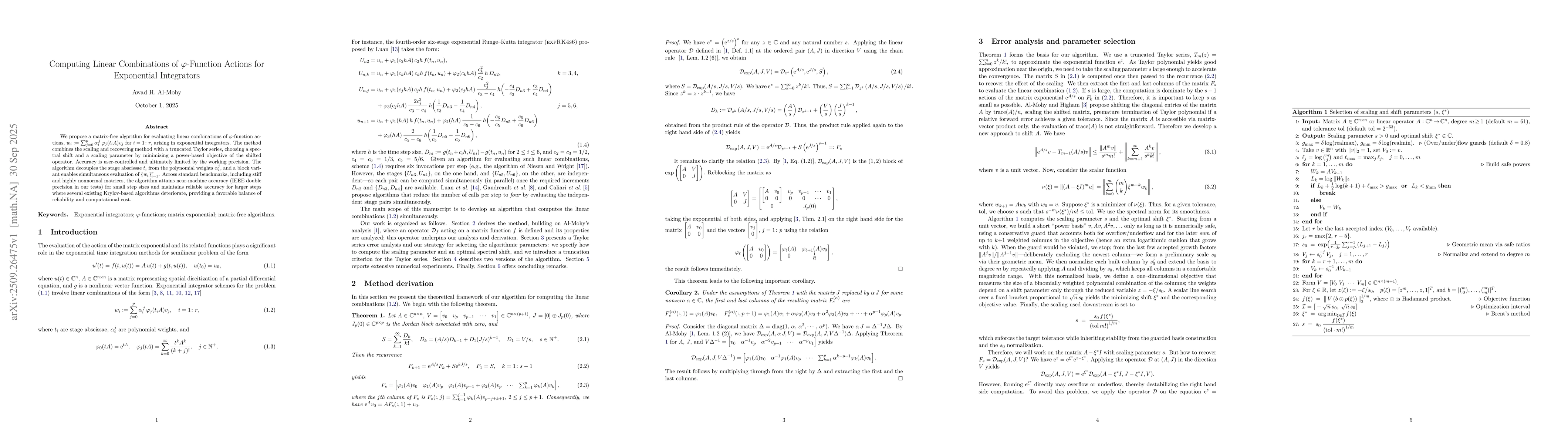 Thumbnail for Computing Linear Combinations of $\varphi$-Function Actions for
  Exponential Integrators