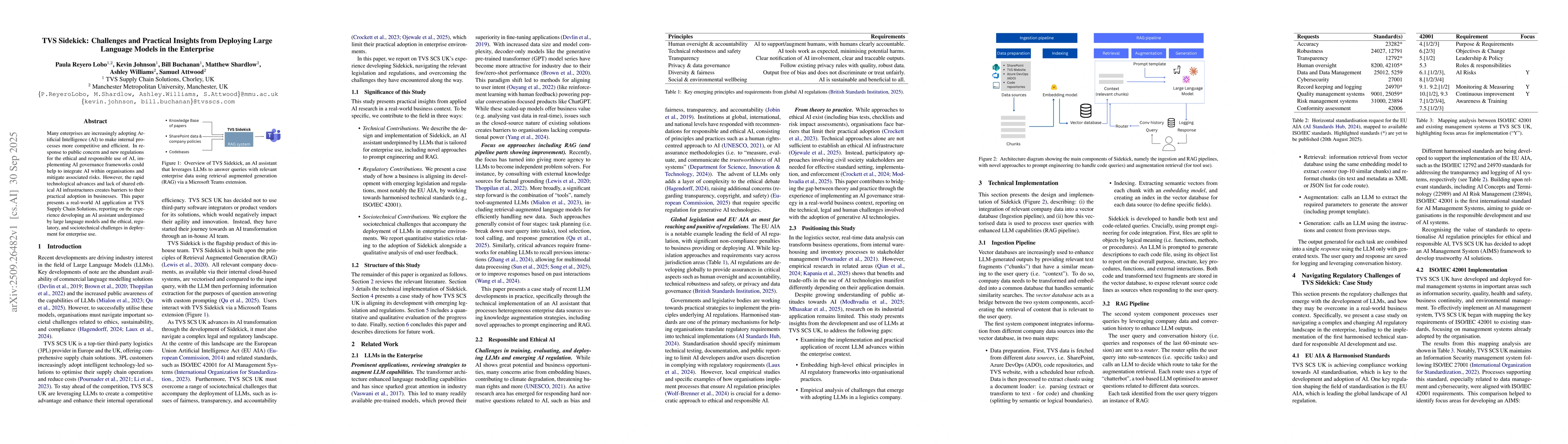 Thumbnail for TVS Sidekick: Challenges and Practical Insights from Deploying Large
  Language Models in the Enterprise