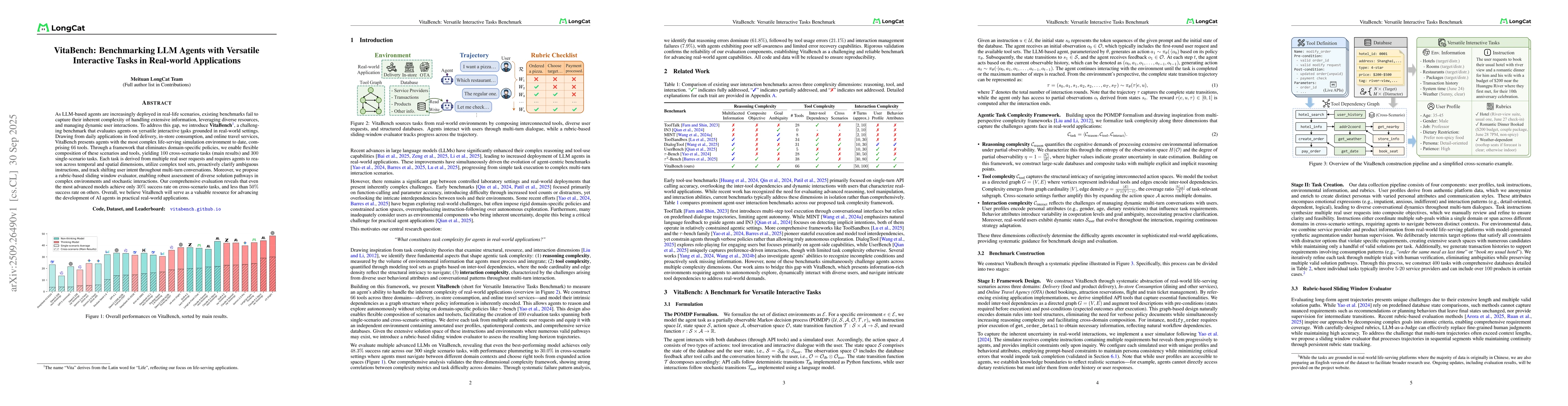 Thumbnail for VitaBench: Benchmarking LLM Agents with Versatile Interactive Tasks in
  Real-world Applications