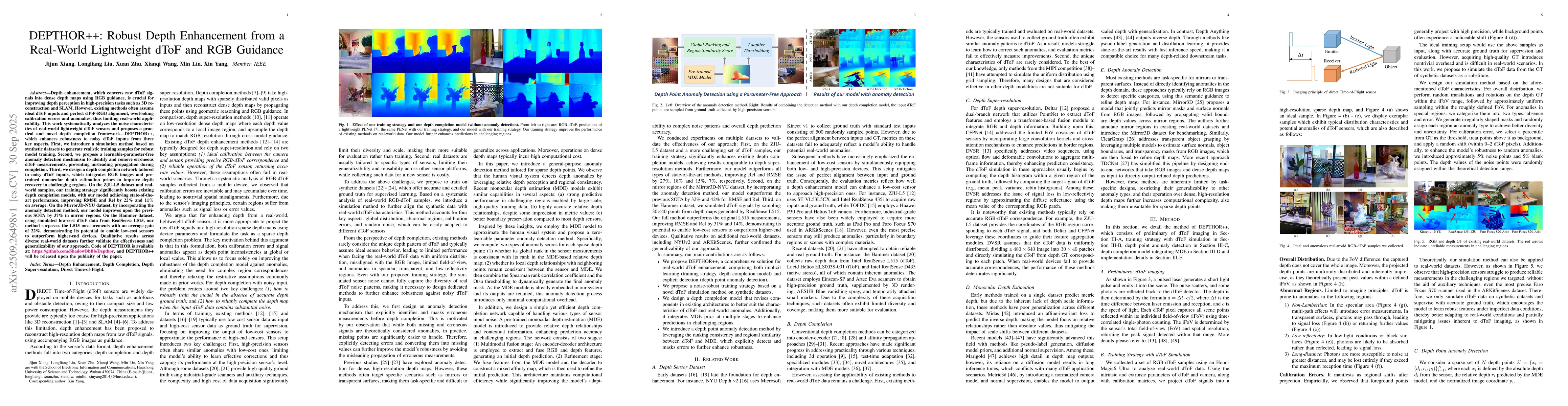 Thumbnail for DEPTHOR++: Robust Depth Enhancement from a Real-World Lightweight dToF
  and RGB Guidance