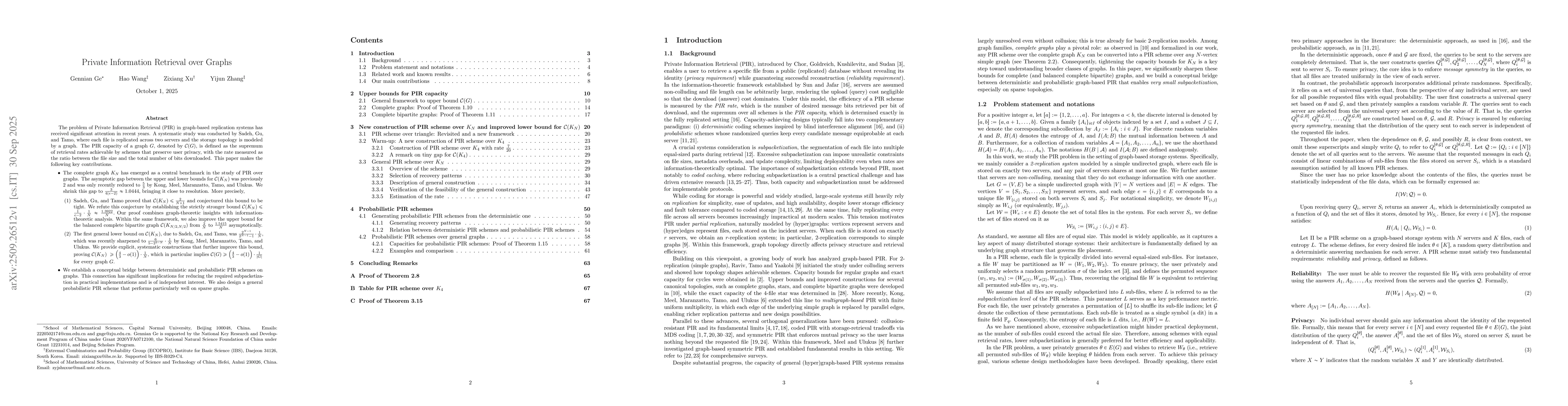 Thumbnail for Private Information Retrieval over Graphs