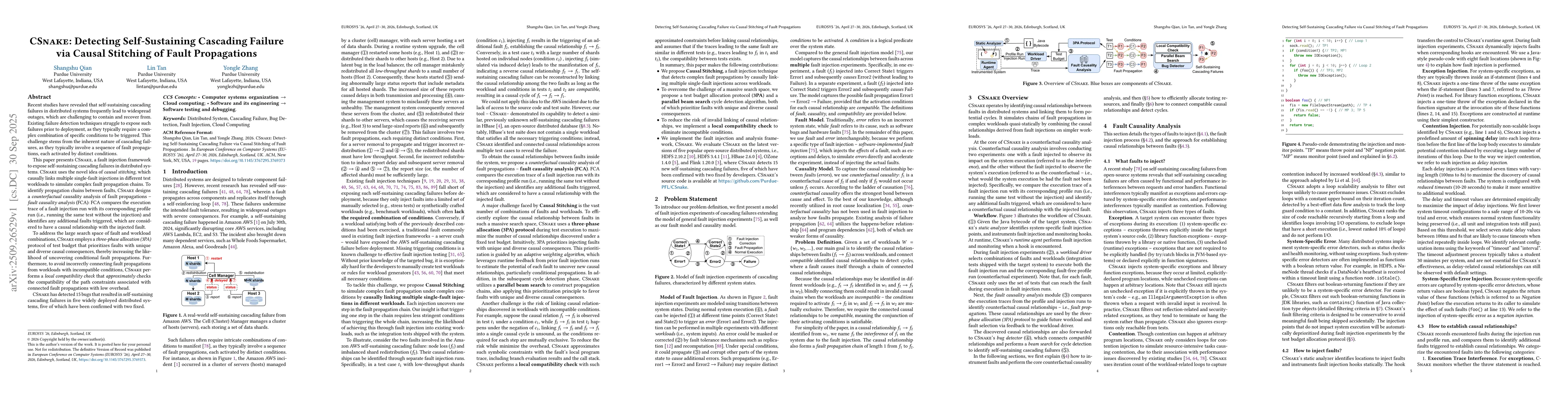 Thumbnail for CSnake: Detecting Self-Sustaining Cascading Failure via Causal Stitching
  of Fault Propagations