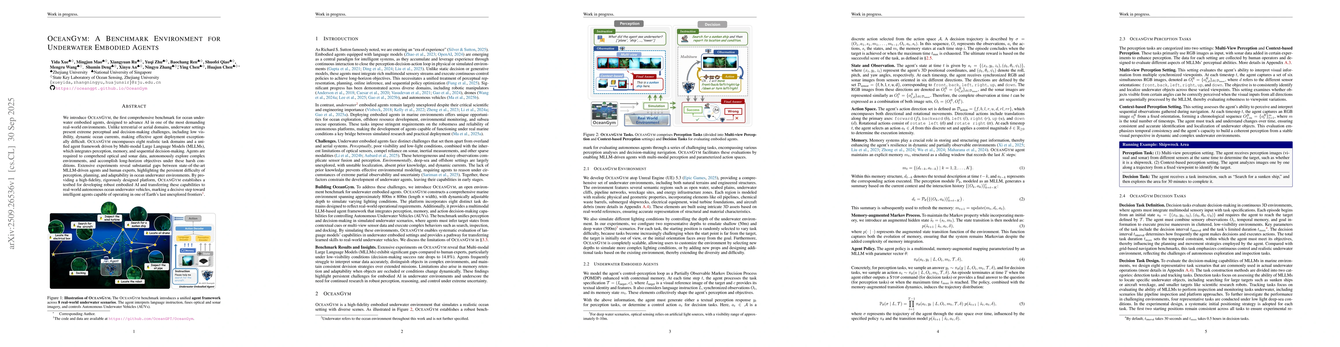 Thumbnail for OceanGym: A Benchmark Environment for Underwater Embodied Agents