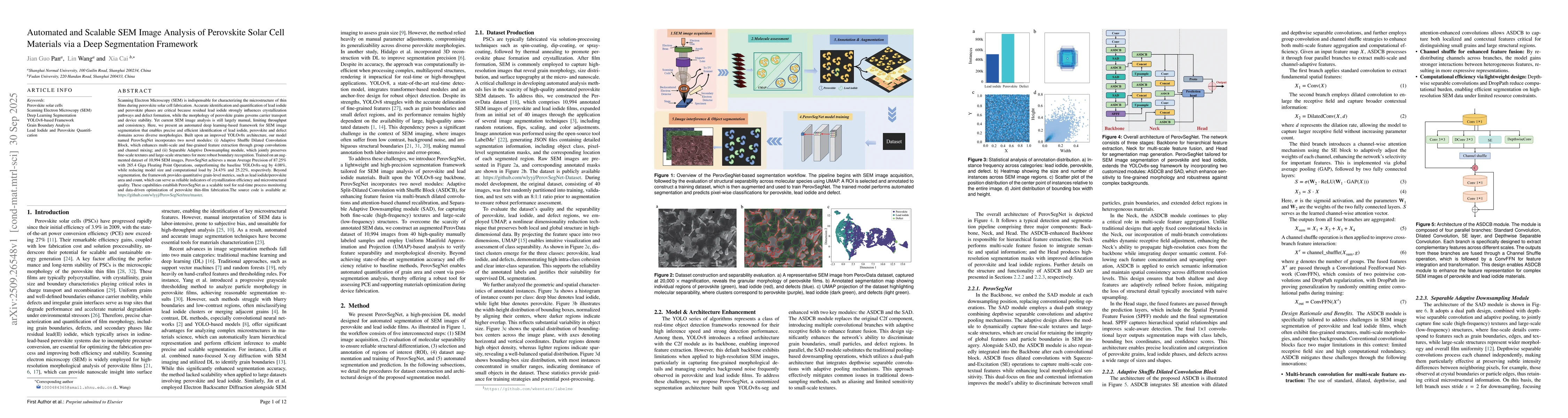 Thumbnail for Automated and Scalable SEM Image Analysis of Perovskite Solar Cell
  Materials via a Deep Segmentation Framework