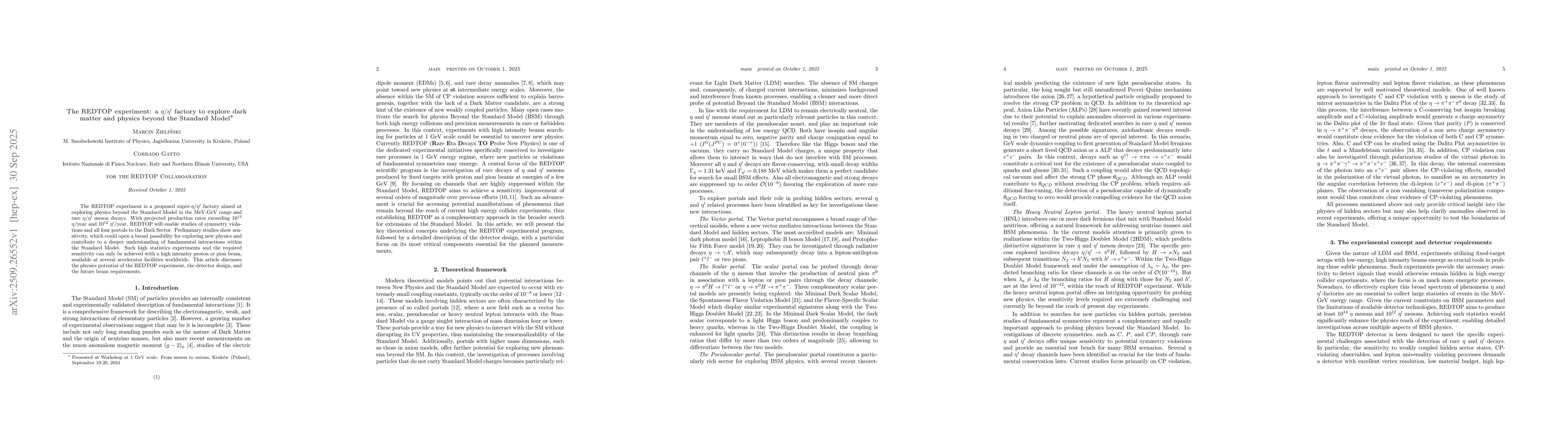 Thumbnail for The REDTOP experiment: a $η/η^{\prime}$ factory to explore dark
  matter and physics beyond the Standard Model