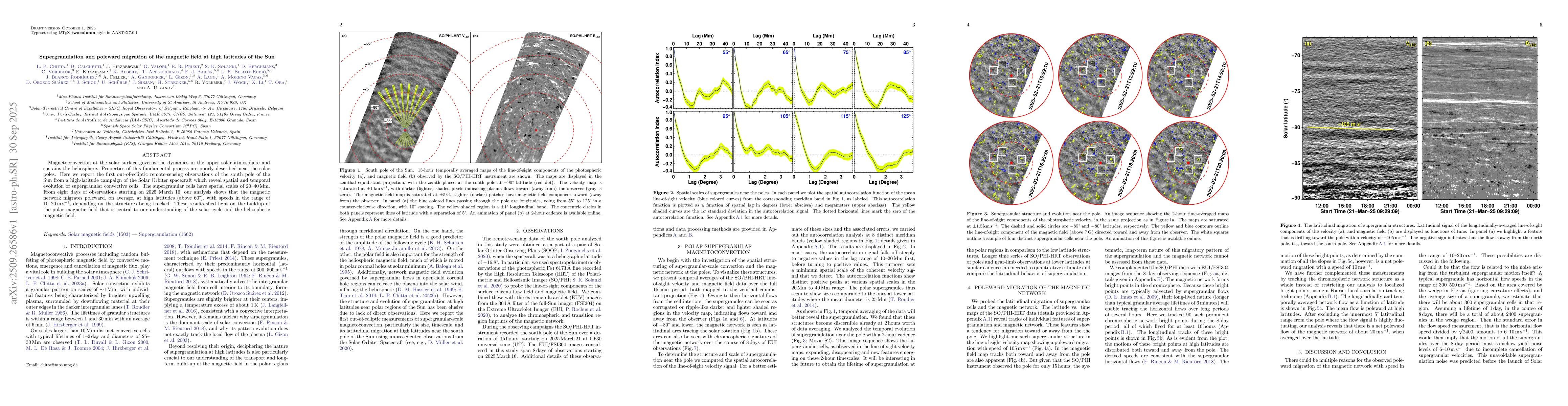 Thumbnail for Supergranulation and poleward migration of the magnetic field at high
  latitudes of the Sun