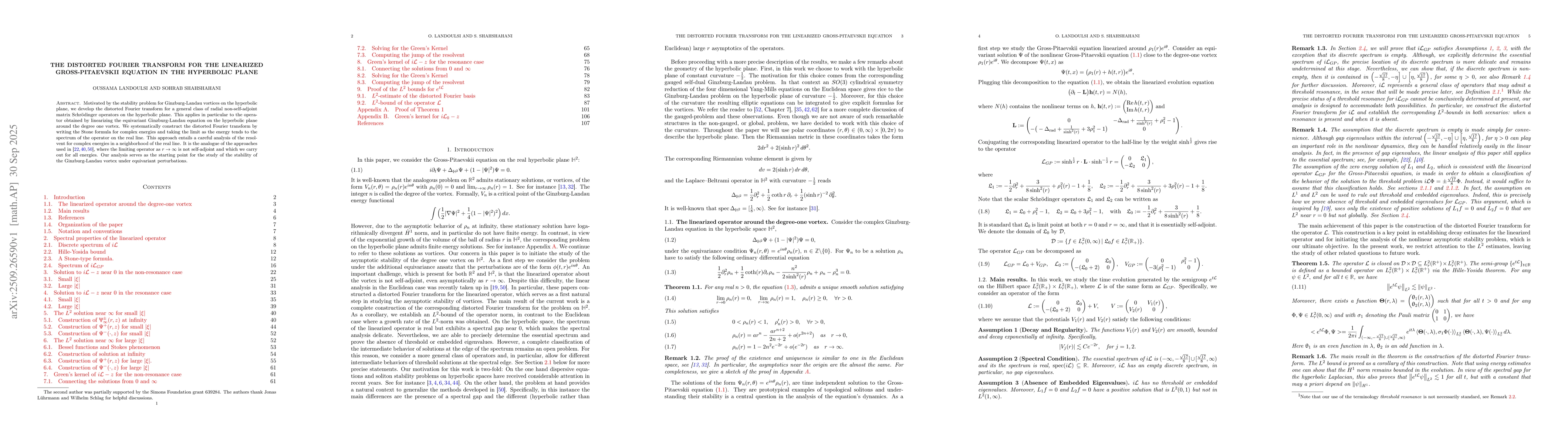 Thumbnail for The distorted Fourier transform for the linearized Gross-Pitaevskii
  equation in the Hyperbolic plane