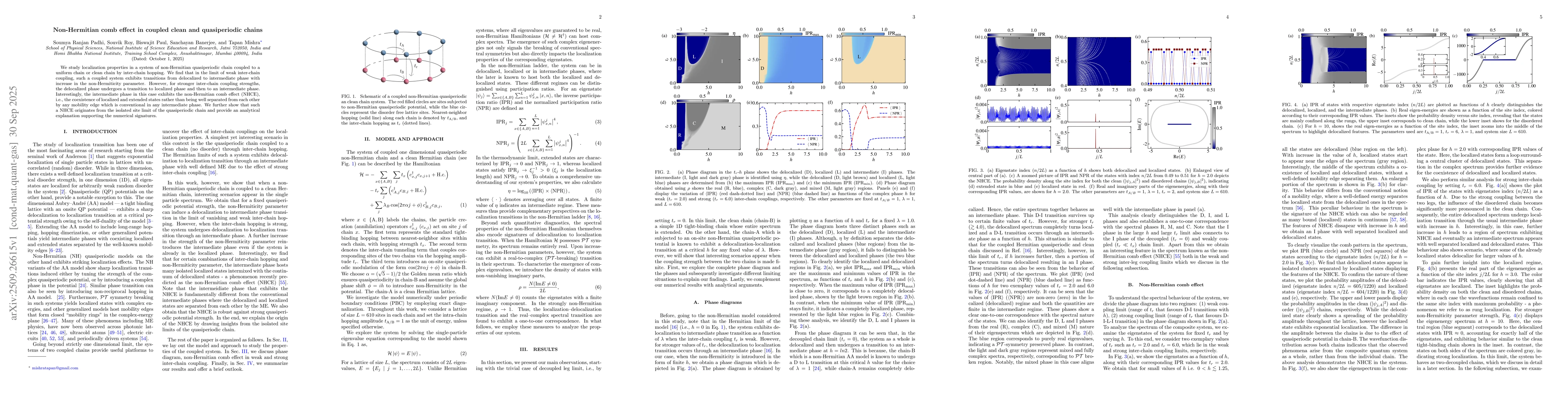 Thumbnail for Non-Hermitian comb effect in coupled clean and quasiperiodic chains