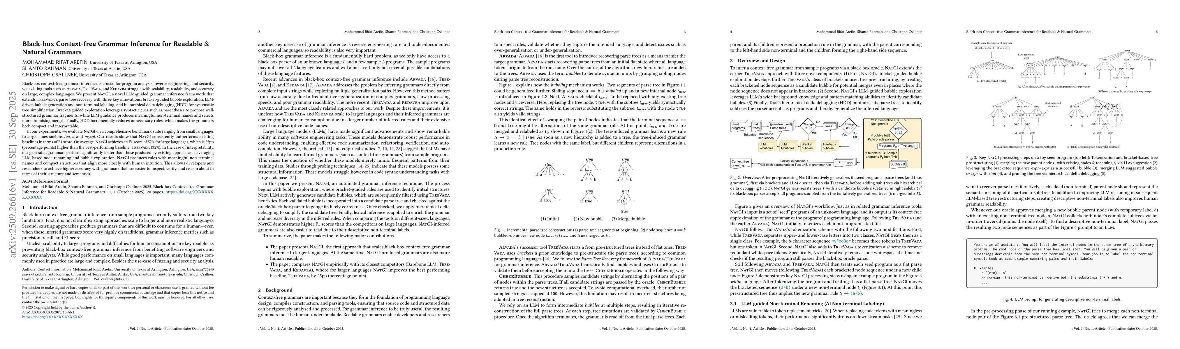 Thumbnail for Black-box Context-free Grammar Inference for Readable & Natural Grammars