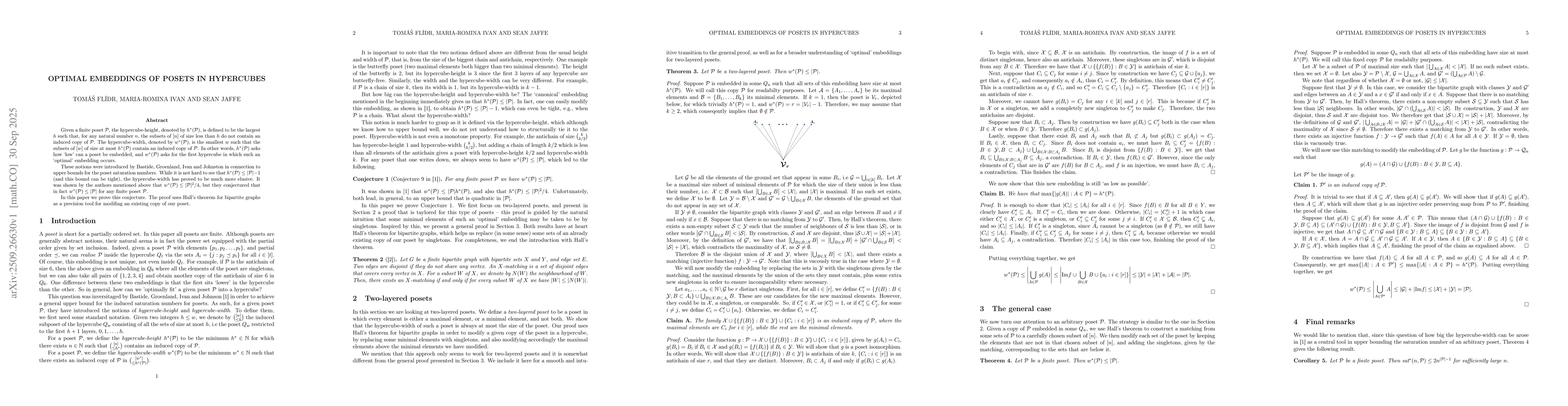 Thumbnail for Optimal Embeddings of Posets in Hypercubes