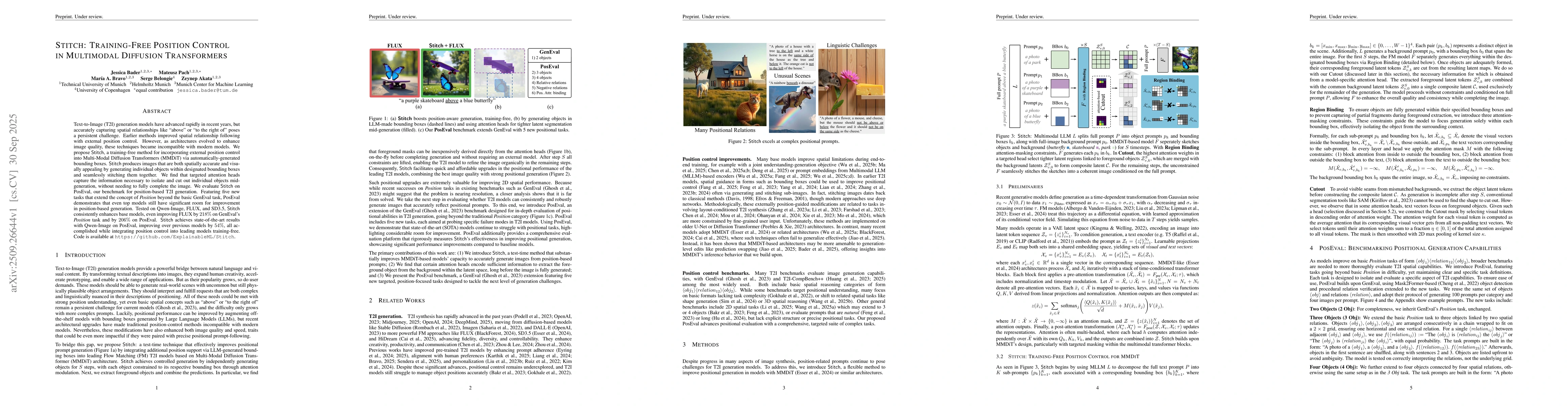 Thumbnail for Stitch: Training-Free Position Control in Multimodal Diffusion
  Transformers