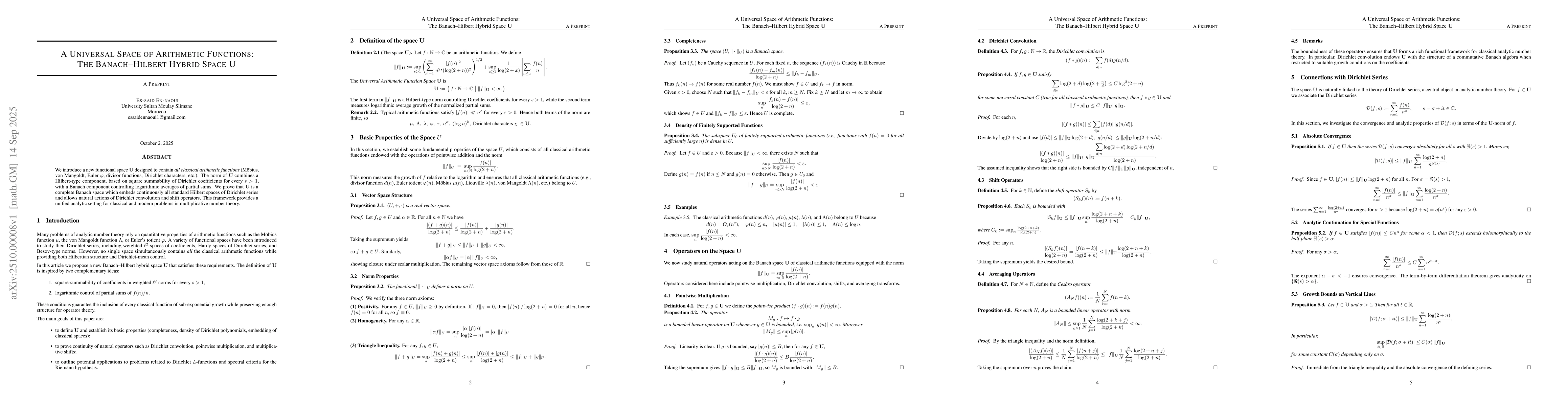 Thumbnail for A Universal Space of Arithmetic Functions:The Banach--Hilbert Hybrid
  Space U