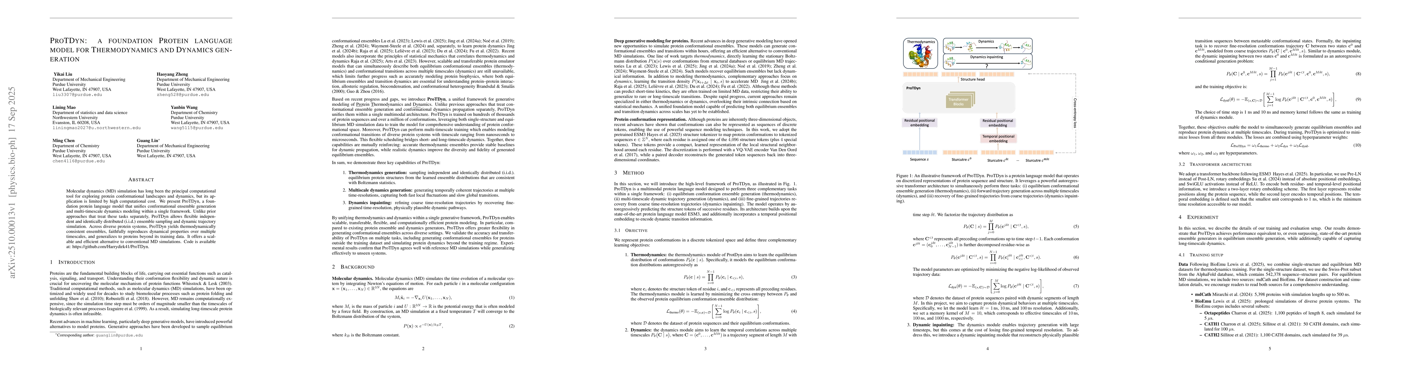 Thumbnail for ProTDyn: a foundation Protein language model for Thermodynamics and
  Dynamics generation