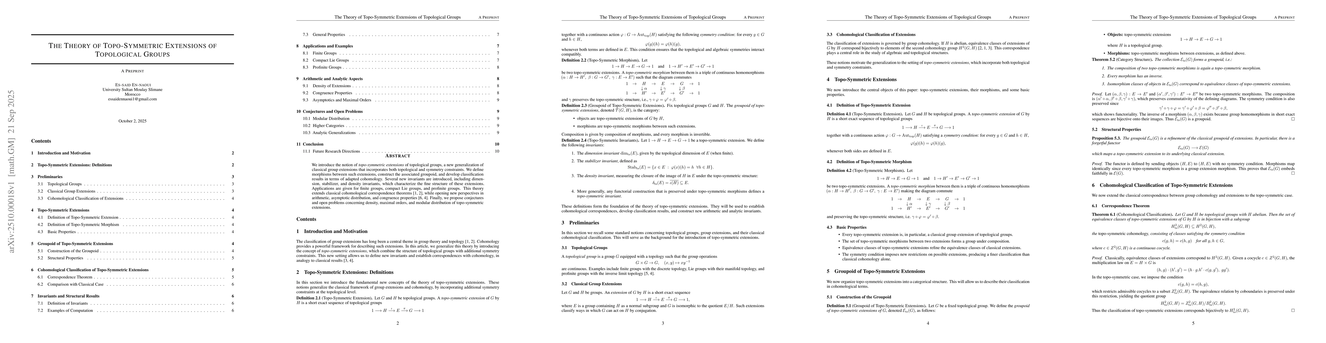 Thumbnail for The Theory of Topo-Symmetric Extensions of Topological Groups