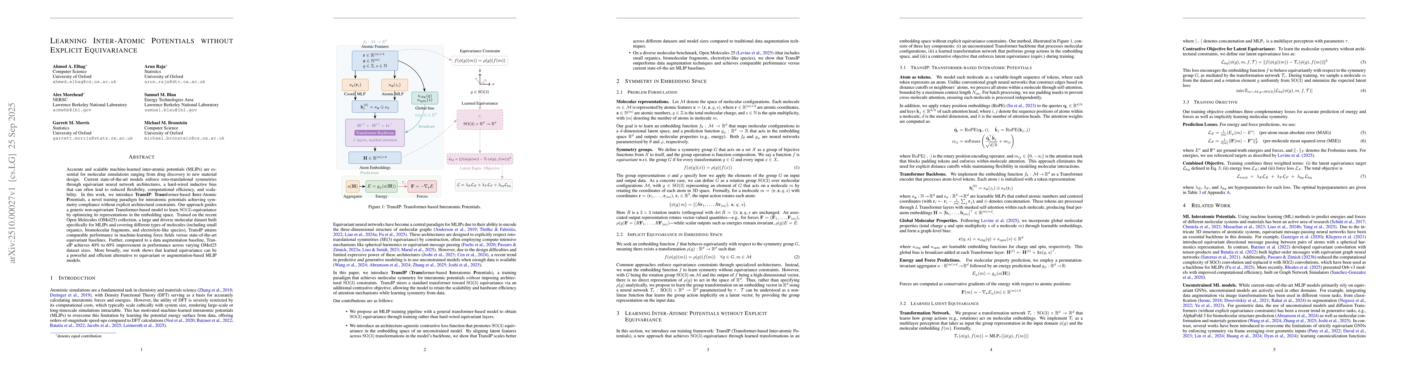 Thumbnail for Learning Inter-Atomic Potentials without Explicit Equivariance