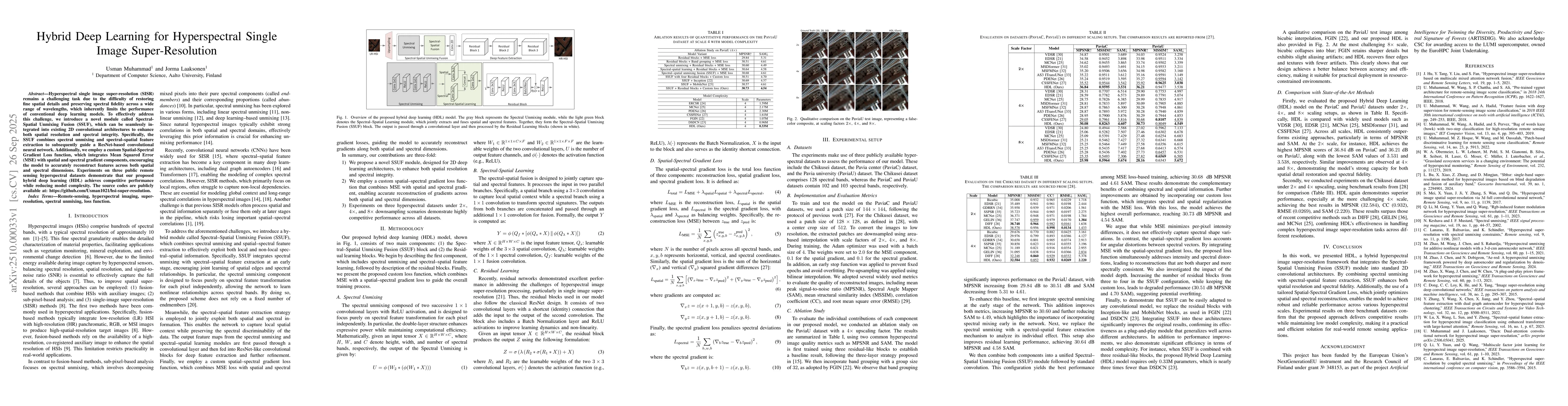 Thumbnail for Hybrid Deep Learning for Hyperspectral Single Image Super-Resolution