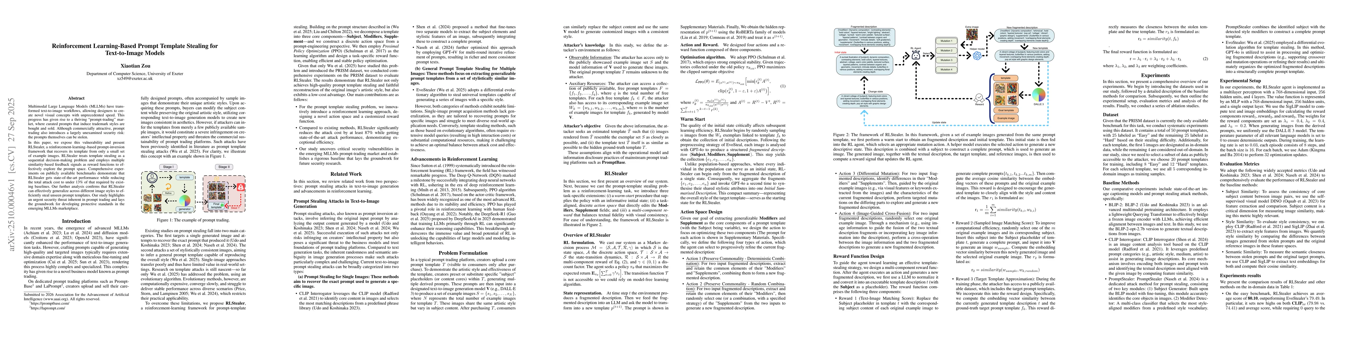 Thumbnail for Reinforcement Learning-Based Prompt Template Stealing for Text-to-Image
  Models