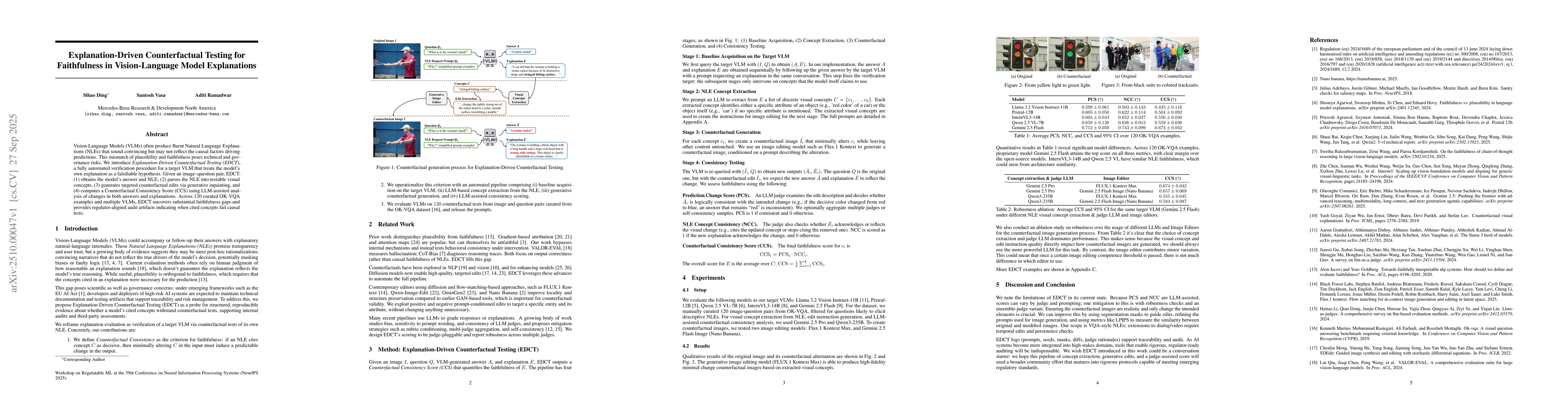 Thumbnail for Explanation-Driven Counterfactual Testing for Faithfulness in
  Vision-Language Model Explanations