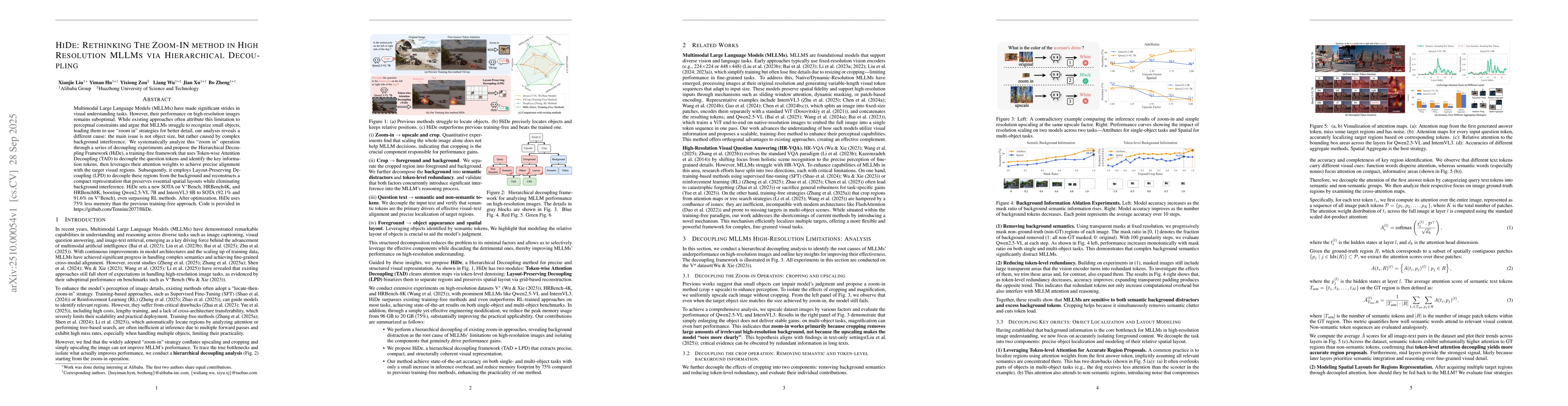Thumbnail for HiDe: Rethinking The Zoom-IN method in High Resolution MLLMs via
  Hierarchical Decoupling