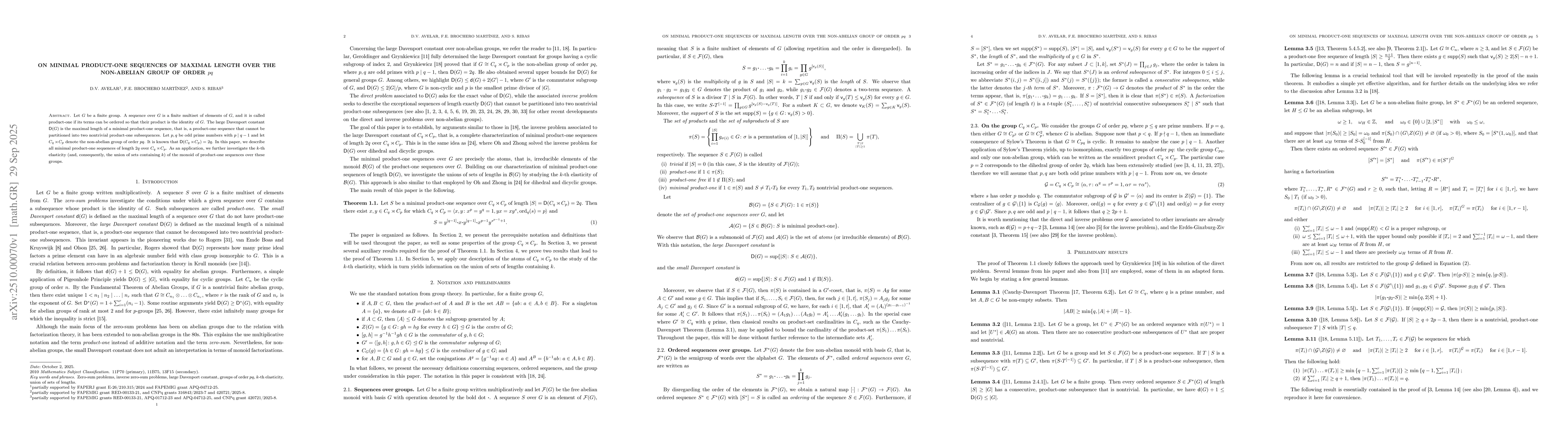 Thumbnail for On minimal product-one sequences of maximal length over the non-abelian
  group of order $pq$