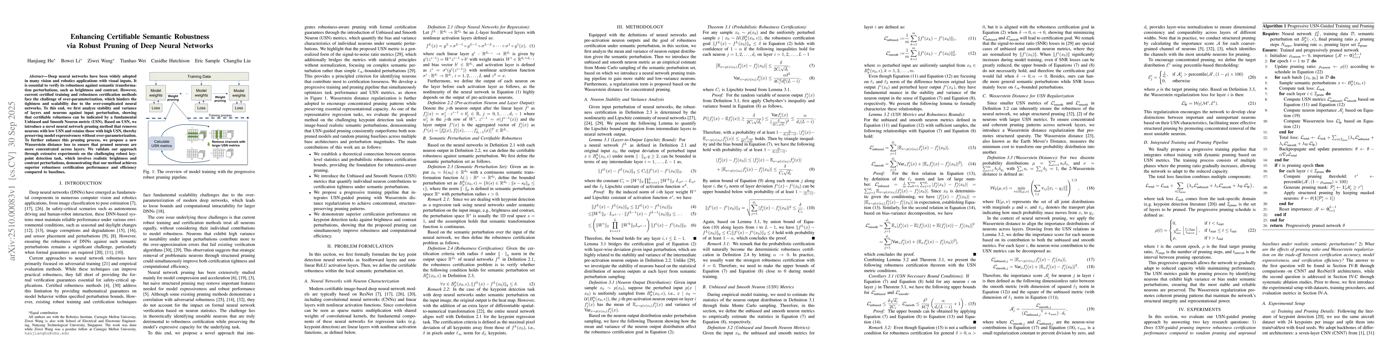 Thumbnail for Enhancing Certifiable Semantic Robustness via Robust Pruning of Deep
  Neural Networks