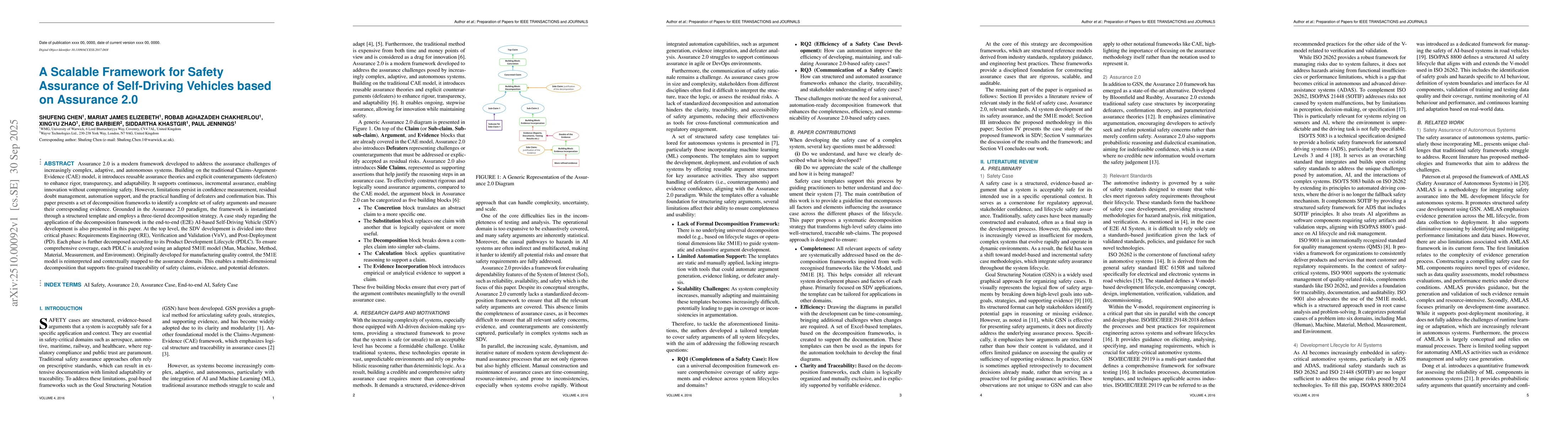 Thumbnail for A Scalable Framework for Safety Assurance of Self-Driving Vehicles based
  on Assurance 2.0