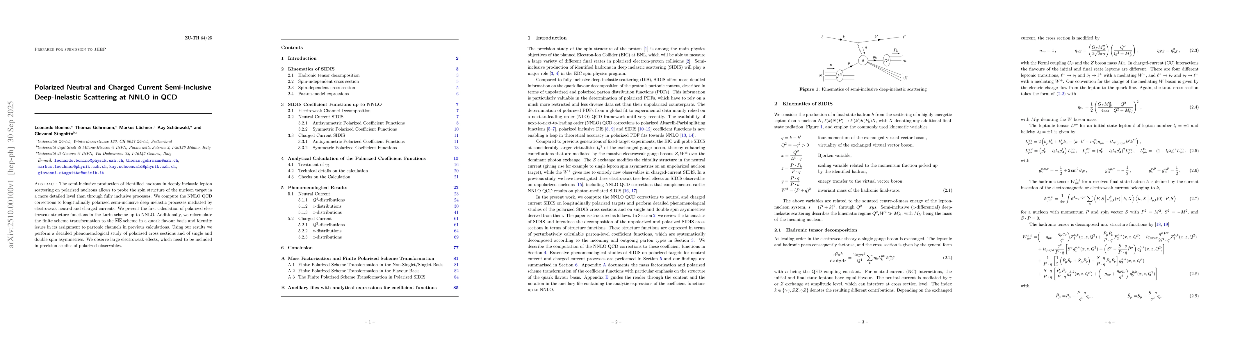 Thumbnail for Polarized Neutral and Charged Current Semi-Inclusive Deep-Inelastic
  Scattering at NNLO in QCD