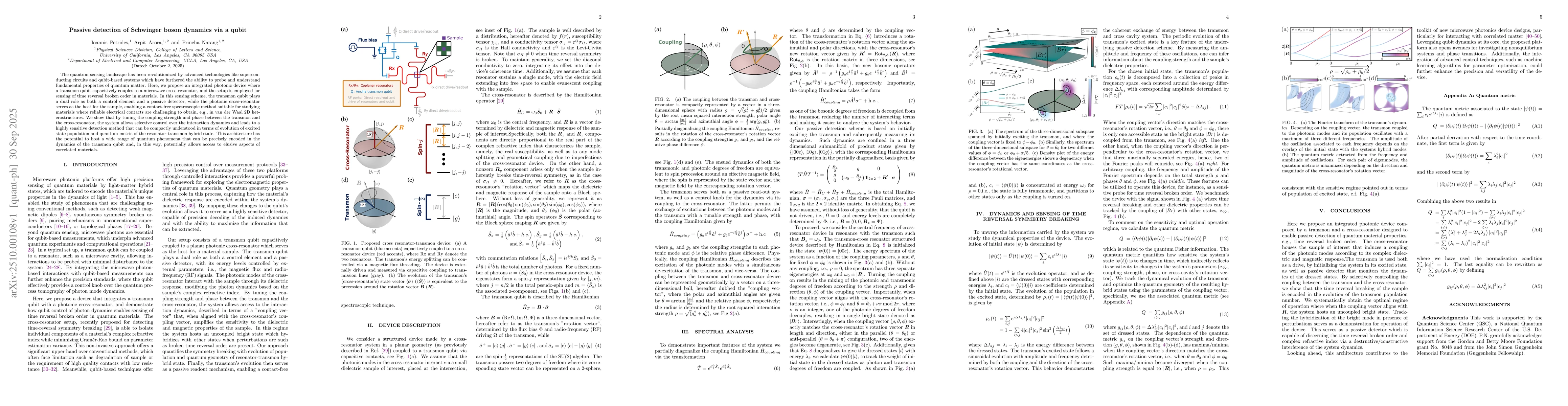 Thumbnail for Passive detection of Schwinger boson dynamics via a qubit
