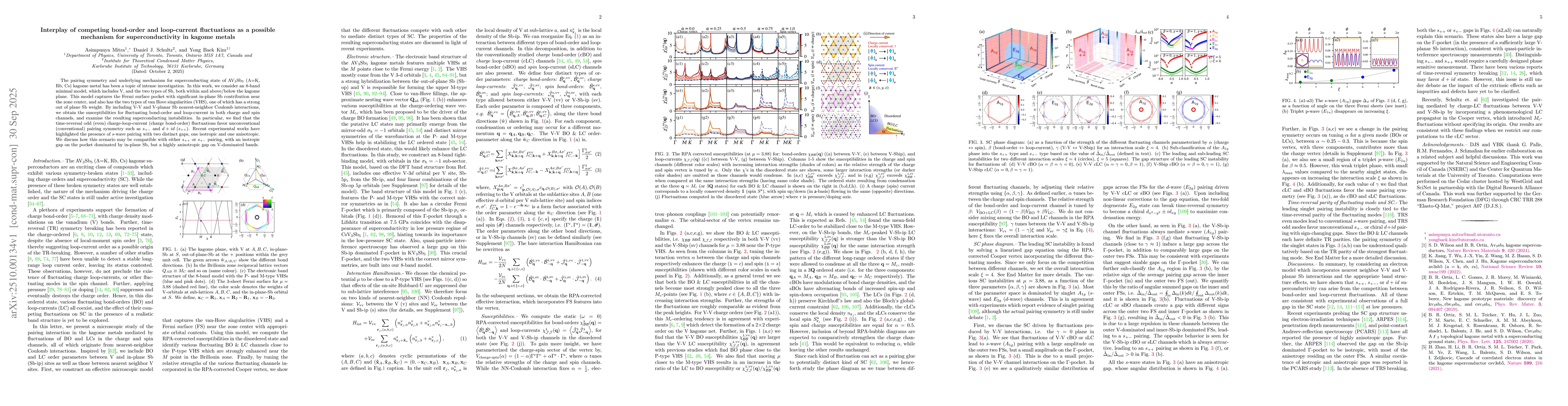 Thumbnail for Interplay of competing bond-order and loop-current fluctuations as a
  possible mechanism for superconductivity in kagome metals