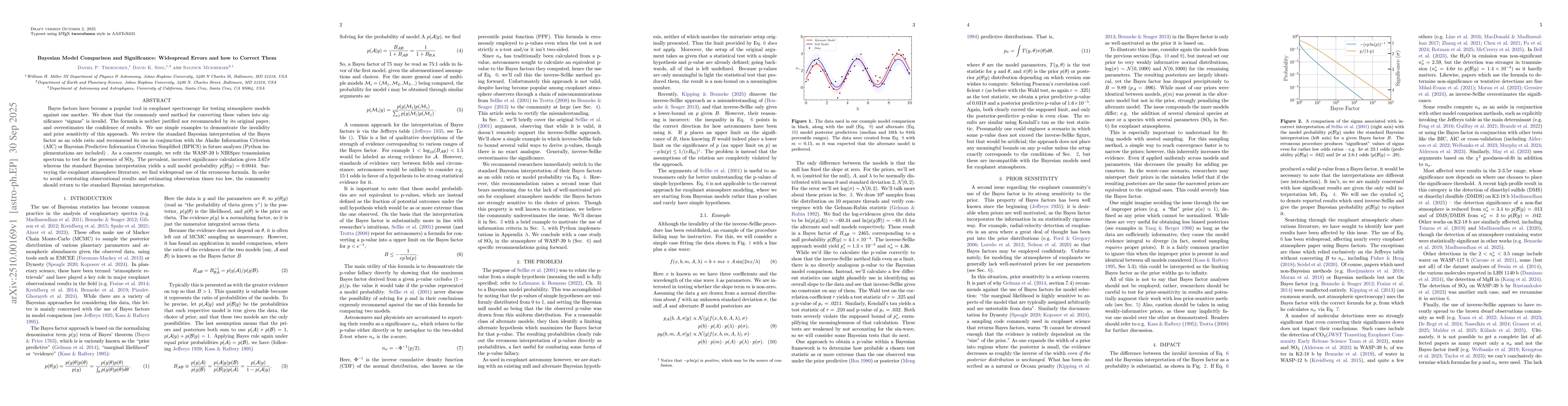 Thumbnail for Bayesian Model Comparison and Significance: Widespread Errors and how to
  Correct Them