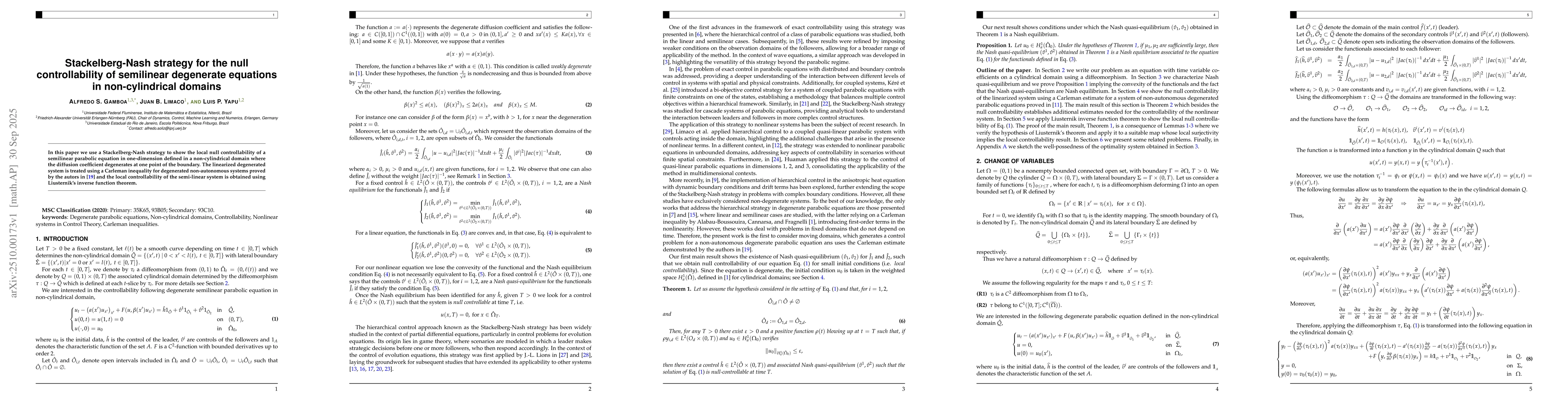 Thumbnail for Stackelberg-Nash strategy for the null controllability of semilinear
  degenerate equations in non-cylindrical domains