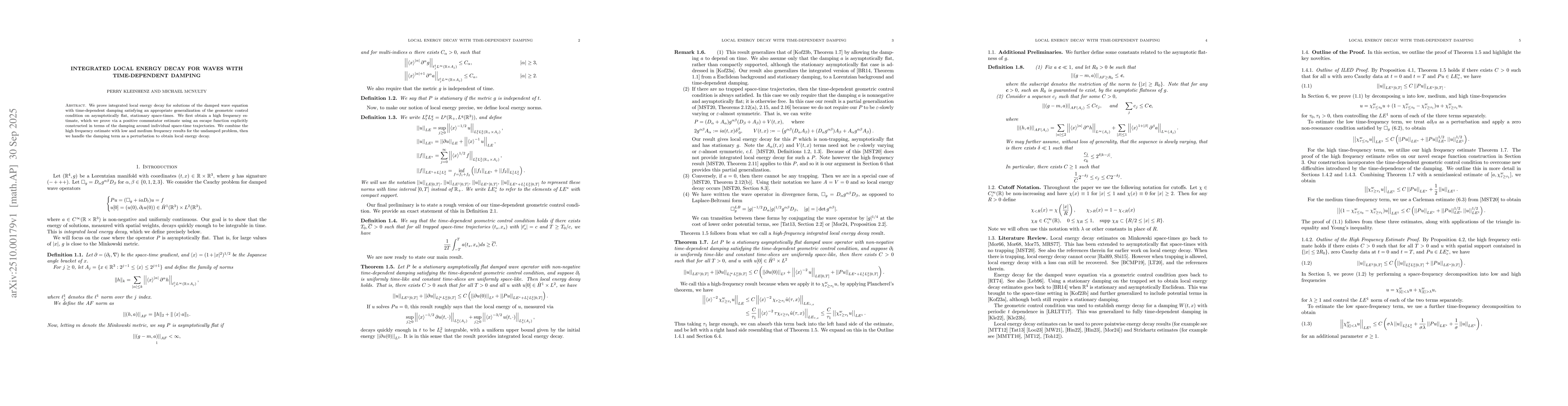 Thumbnail for Integrated Local Energy Decay for Waves with Time-Dependent Damping